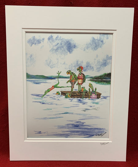 "Turtles on the Raft" print of an Original Watercolor by Brad Tonner