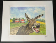 Print of an Original Watercolor by Brad Tonner "Laughing Donkey"