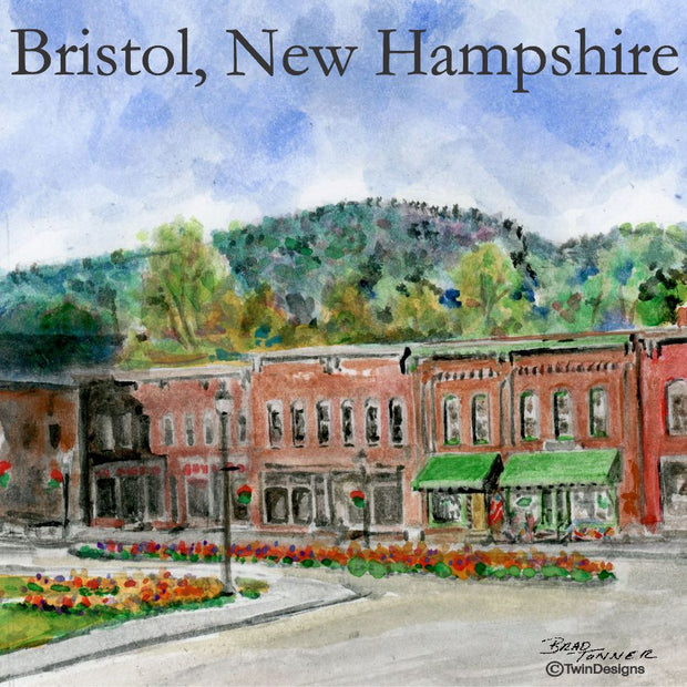 "Central Square Bristol New Hampshire" 11oz Ceramic Mug Original Watercolor by Brad Tonner