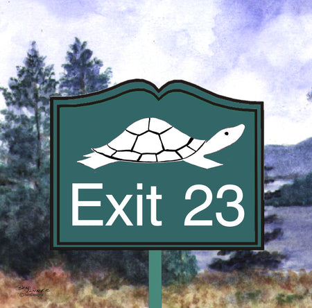 "Diane the Turtle Exit 23" Ceramic Trivet Original Watercolor by Brad Tonner