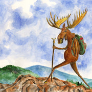 "Moose Hiker" Ceramic Trivet Original Watercolor by Brad Tonner