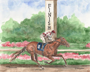 "Horse Race to the Finish" Boxed Note Cards Original Watercolor by Brad Tonner