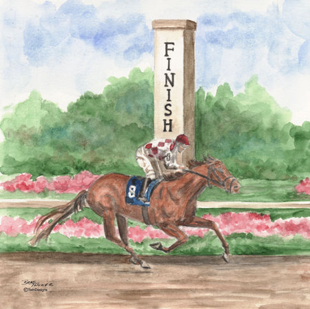 " Horse Race to the Finish" 11oz Ceramic Mug Original Watercolor by Brad Tonner