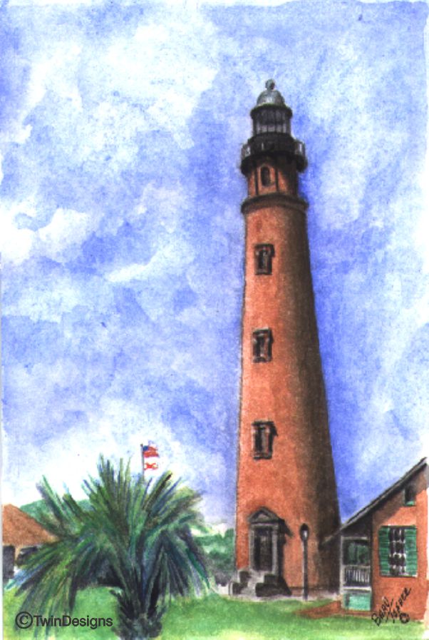 "Ponce De Leon Inlet Lighthouse Note Cards Original Watercolor by Brad Tonner