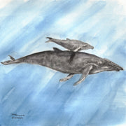 "Humpback Whale" Ceramic Trivet Original Watercolor by Brad Tonner.