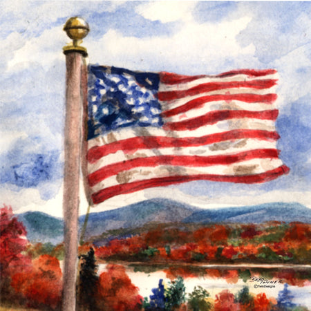 "Fall Flag" Ceramic Trivet Original Watercolor by Brad Tonner
