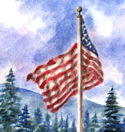 "Mountain Flag" Ceramic Trivet Original Watercolor by Brad Tonner