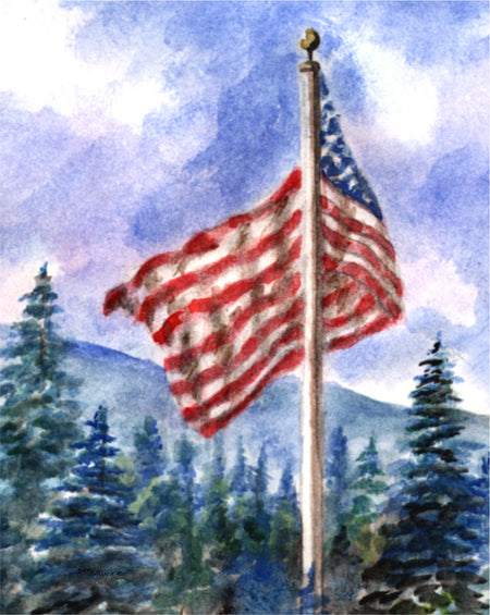 "Mountain Flag" Boxed Note Cards Original Watercolor by Brad Tonner