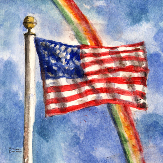 "Rainbow Flag" 11oz Ceramic Mug Original Watercolor by Brad Tonner