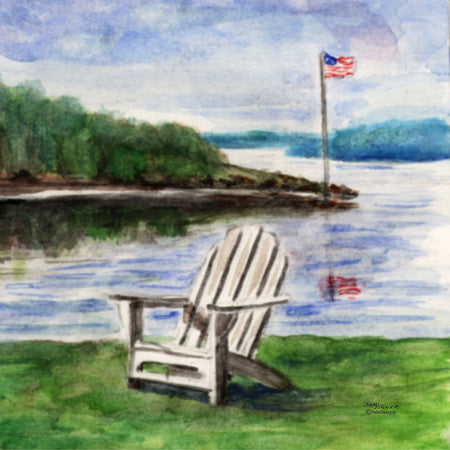 "Lakeside Flag" 11oz Ceramic Mug Original Watercolor by Brad Tonner
