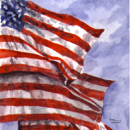 "Lakeside Flag"  Ceramic Trivet  Original Watercolor by Brad Tonner
