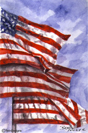 "Three Flags" Boxed Note Cards Original Watercolor by Brad Tonner