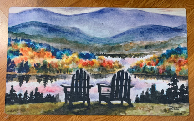Adirondack Sunset Floor Mat Original Watercolor by Brad Tonner