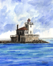 "Oswego Lighthouse New York" Greeting Cards Original Watercolor by Brad Tonner.