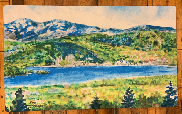 Iconic Newfound Lake New Hampshire Floor Mat Original Watercolor by Brad Tonner. 30"  18"