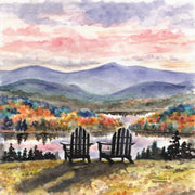 "The Mountains are Calling" Ceramic Tile Trivet  Original Watercolor by Brad Tonner. 6" x 6" Cork Backing.