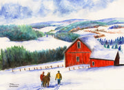 :Christmas Farm" Boxed Christmas Cards Original Watercolor By Brad Tonner