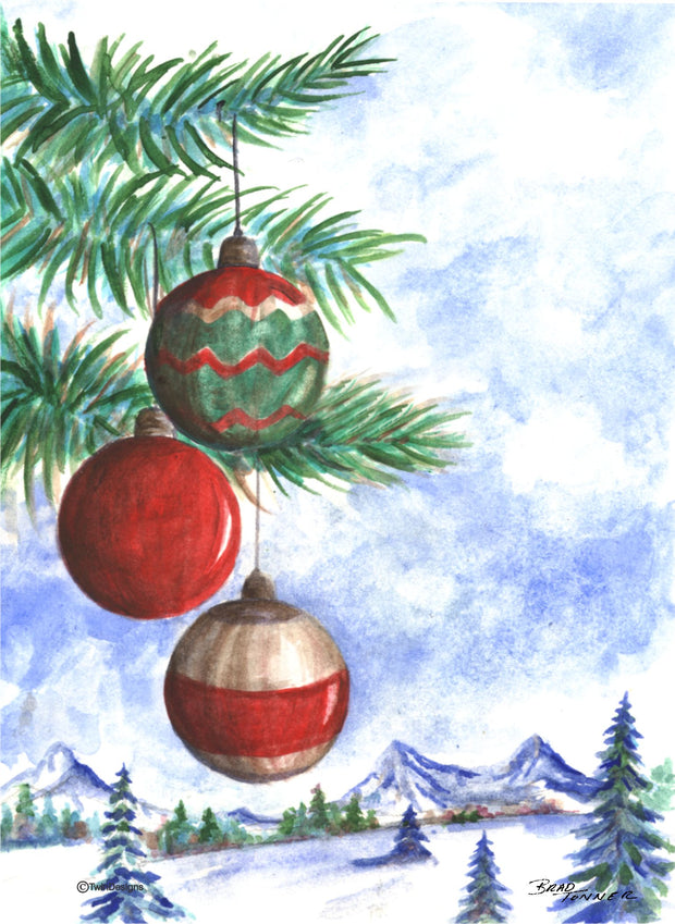 "Christmas Ornaments" Boxed Christmas Cards Original Watercolor Brad Tonner