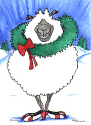 "Christmas Sheep" Boxed Christmas Cards Original Watercolor by Brad Tonner
