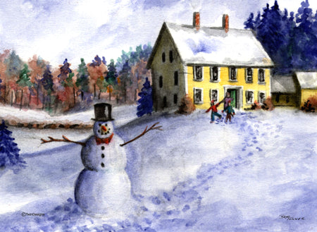 "Christmas at Home" Boxed Christmas Cards Original Watercolor by Brad Tonner