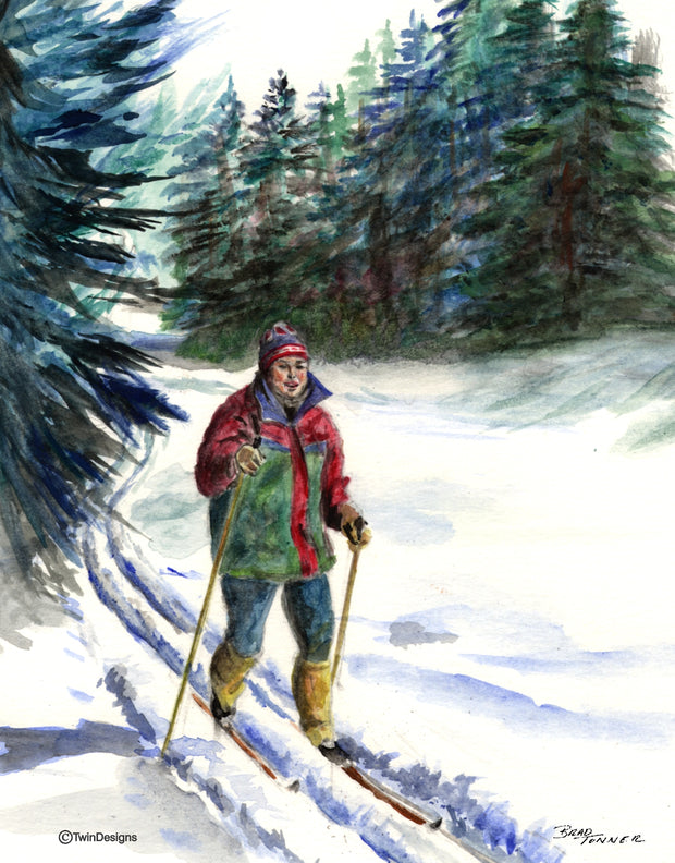 Cross Country Skiing Note Cards