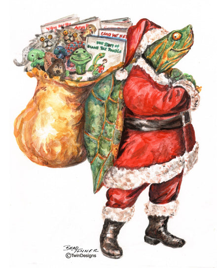 "Christmas with Diane the Turtle" Boxed Christmas Cards original Watercolor by Brad Tonner