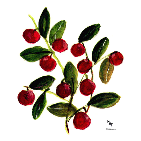 " Cranberries" Ceramic Trivet Original Painting by Margery Hillier Tonner