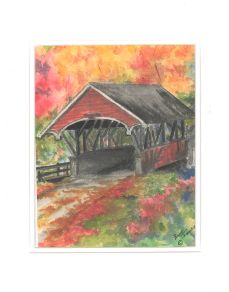 "Flume Covered Bridge" Print of an Original Watercolor by Brad Tonner