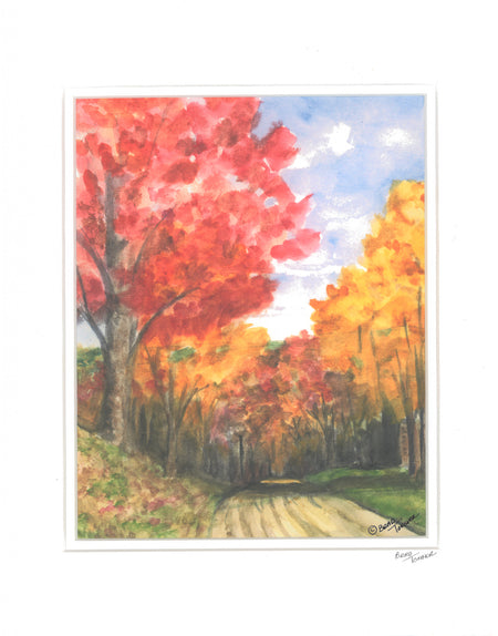 Matted Print "Fall Road" by Brad Tonner