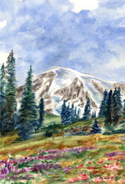 "Mount Ranier Washington" Note Cards Original Watercolor by Brad Tonner