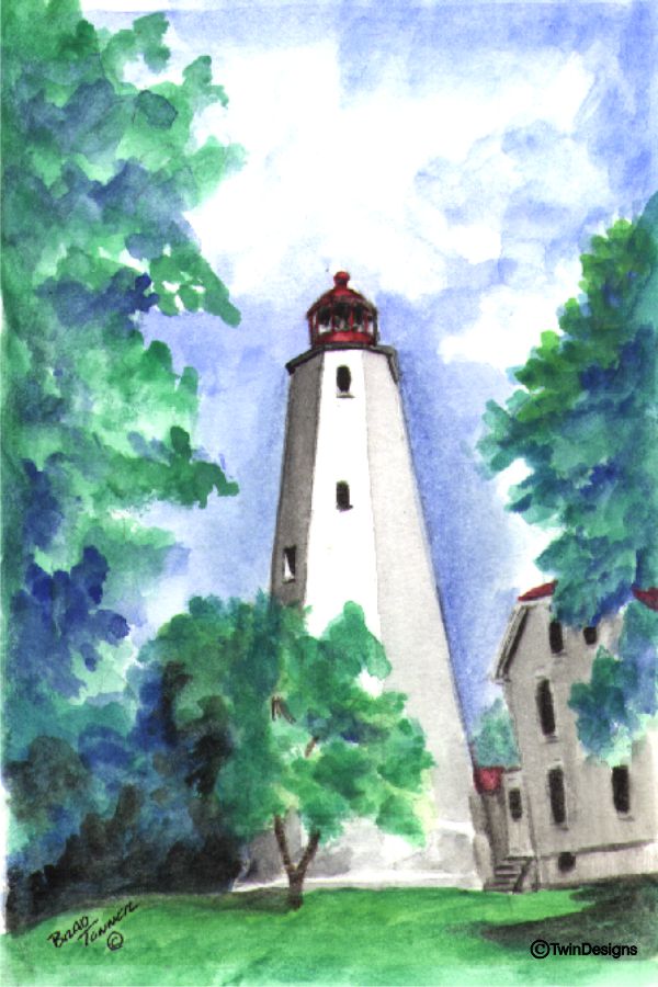 "Sandy Hook Lighthouse New Jersey" Boxed Note Cards Original Watercolor by Brad Tonner