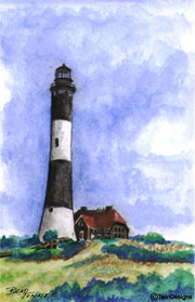 "Fire Island Lighthouse New York" Boxed Note Cards Original Watercolor by Brad Tonner