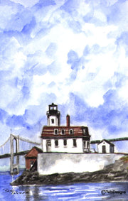 "Rose Island Lighthouse Rhode Island" Boxed Note Cards Original Watercolor by Brad Tonner
