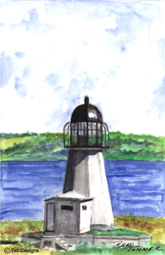 "Sandy Point Lighthouse Rhode Island" Boxed Note Cards Original Watercolor by Brad Tonner