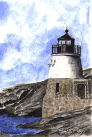 "Castle Hill Lighthouse Rhode Island" Boxed Note Cards Original Watercolor by Brad Tonner