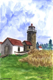 "Monhegan Island Lighthouse Maine" Boxed Note Cards Original Watercolor by Brad Tonner