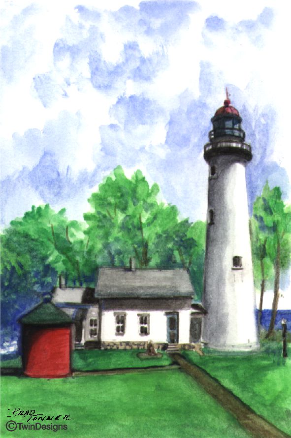 "Point Aux Barques Lighthouse Michigan" Boxed Note Cards Original Watercolor by Brad Tonner