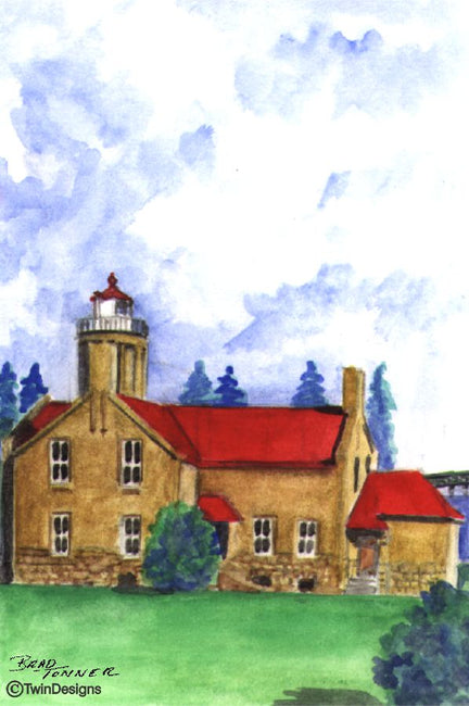 "Old Mackinac Point Lighthouse Michigan" Boxed Note Cards Original Watercolor by Brad Tonner