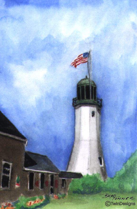 "Scituate Lighthouse Massachusetts" Boxed Note Cards Original Watercolor by Brad Tonner