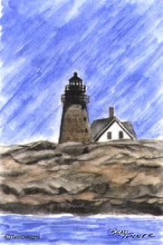 "Mount Desert Rock Lighthouse Maine" Boxed Note Cards Original Watercolor by Brad Tonner