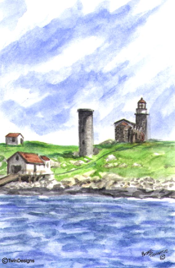 "Matinicus Rock Lighthouse Maine" Boxed Note Cards Original Watercolor by Brad Tonner