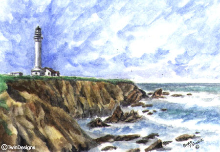 "Point Arena Lighthouse California" Boxed Note Cards Original Watercolor by Brad Tonner