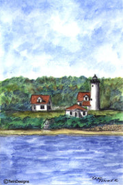 "West Chop Lighthouse Martha's Vineyard" Boxed Note Cards Original Watercolor by Brad Tonner