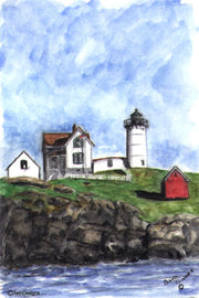 "Nubble Lighthouse Maine" Boxed Note Cards Original Watercolor by Brad Tonner
