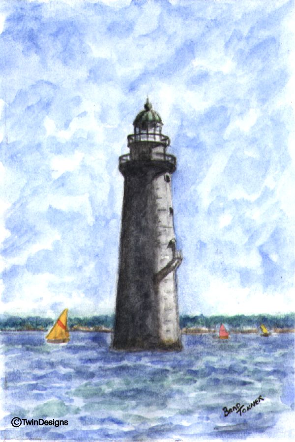 "Minot's Ledge Lighthouse Massachusetts" Boxed Note Cards Original Watercolors by Brad Tonner