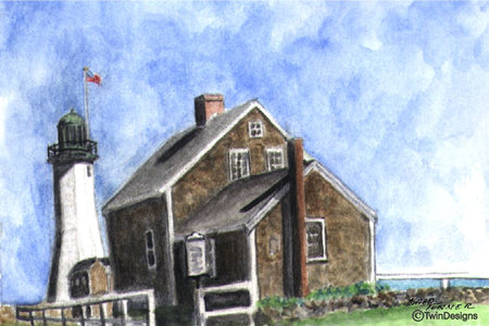 "Scituate Lighthouse Massachusetts" Boxed Note Cards Original Watercolor by Brad Tonner