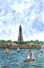 "Marblehead Lighthouse Massachusetts" Boxed Note Cards Original Watercolor by Brad Tonner