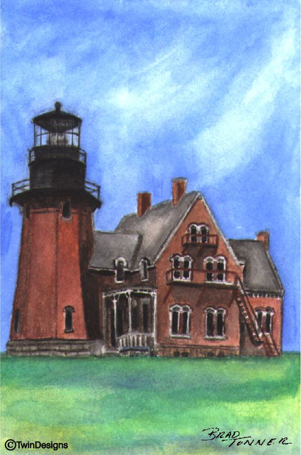 "Southeast Lighthouse Block Island" Boxed Notecards Original Watercolor by Brad Tonner