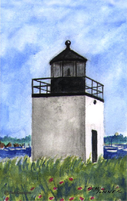 "Derby Wharf Lighthouse Massachusetts" Boxed Note Cards Original Watercolor by Brad Tonner
