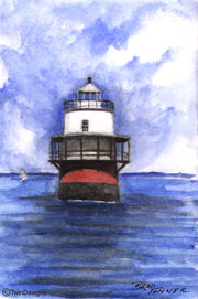 "Bug Lighthouse Massachusetts" Boxed Note Cards Original Watercolor by Brad Tonner